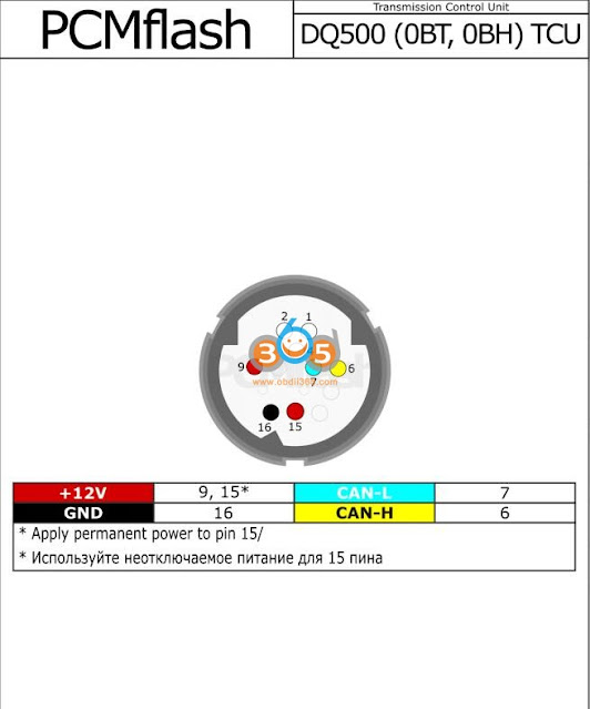 PCMTuner DQ500 (0BT, 0BH) TCU Pinout