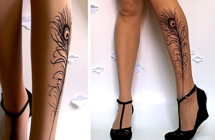 feather tattoo design on leg
