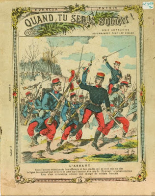 Protège-cahier, série instructive « Quand tu seras soldat ! », vers 1900 (collection musée)