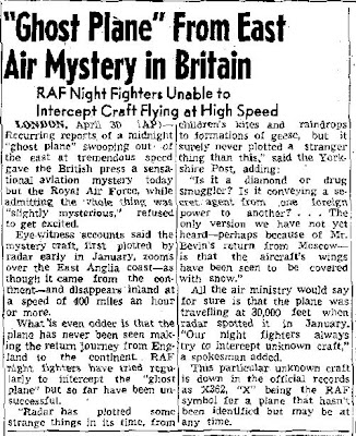 Ghost Plane From East Air Mystery in Britain - Lowell Sun 4-30-1947