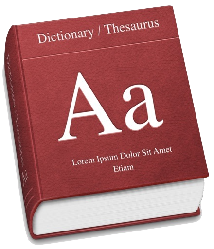 Icon of thick dictionary with large capital and lowercase A on cover