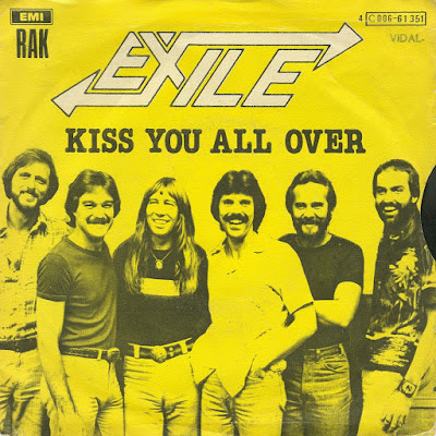 Cover of Exile single "Kiss You All Over" yellow and black