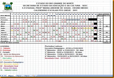 CALENDÁRIO ESCOLAR 2011