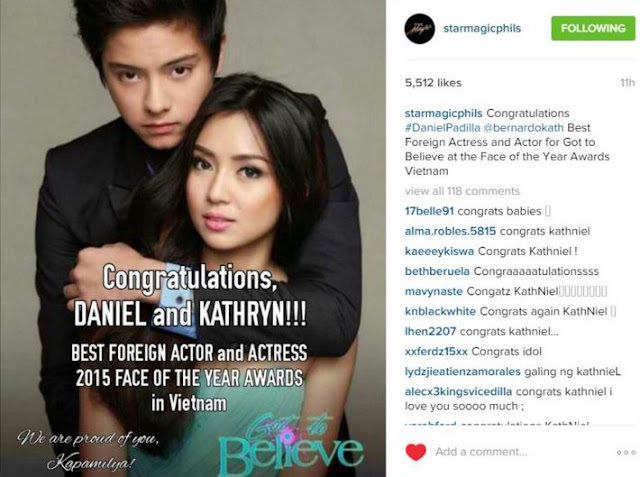 KathNiel Wins Awards In Vietnam