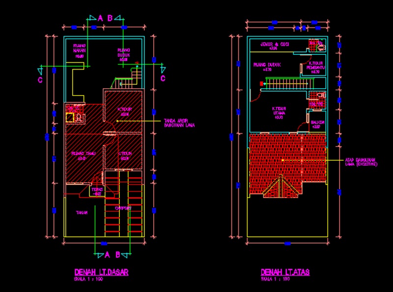 Gambar Kerja Desain Rumah Tinggal 6x15m