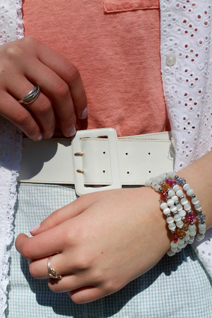 Spring look with a cute knee length skirt