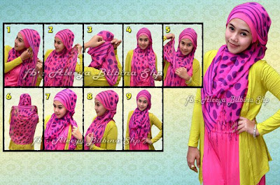 Cara Memakai Jilbab Pashmina Polka Pink Style