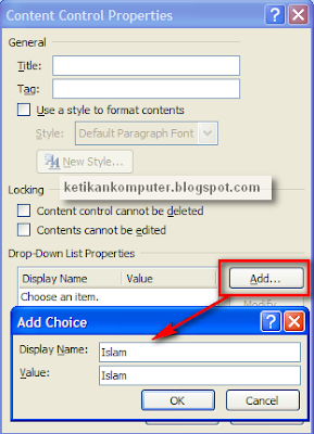 menambah input drop down list