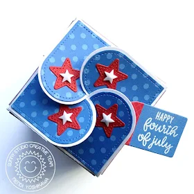 Sunny Studio Stamps: 4th of July Red, White & Blue Patriotic Star Treat Box (using Wrap Around Box dies)