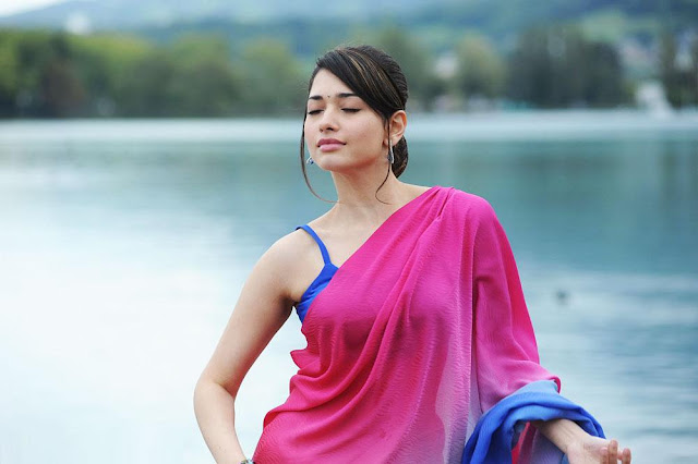 Tamanna Gorgeous Looking In Pink Saree