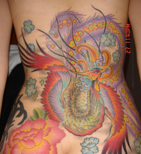 Phoenix Female Tattoo Designs With Phoenix Back Body Tattoo Pictures 3