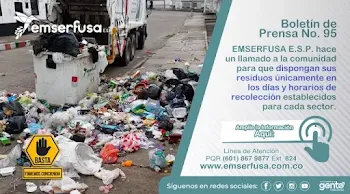 EMSERFUSA E.S.P. solicita la colaboración de la comunidad para mejorar la gestión de residuos sólido