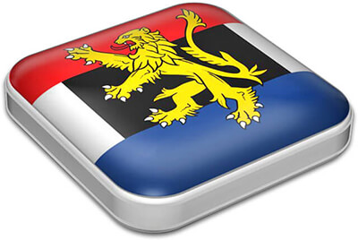 Flag of Benelux with metallic square frame