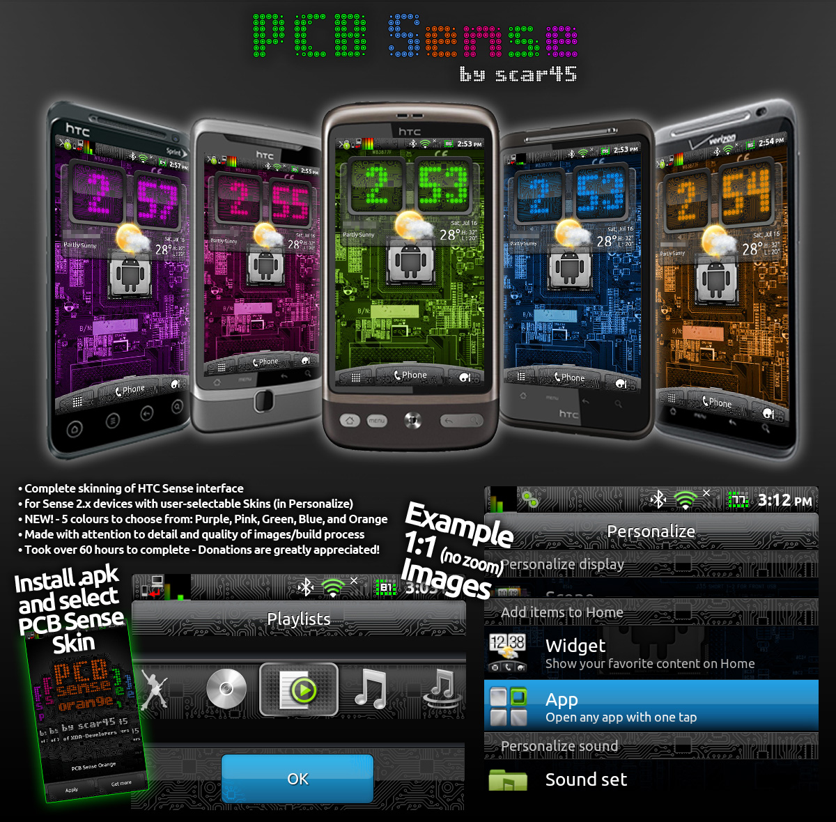 SKIN .APK] PCB Sense - NOW WITH 5 COLOURS (for ALL HDPI Sense 2.x ROMs ...