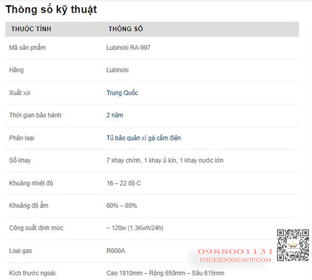 Diễn đàn rao vặt: Chuyên bán tủ điện xì gà Lubinski RA997 chính hãng giá tốt nhất 2023 Thong-son-ky-thuat-tu-xi-ga-cam-dien-ra997