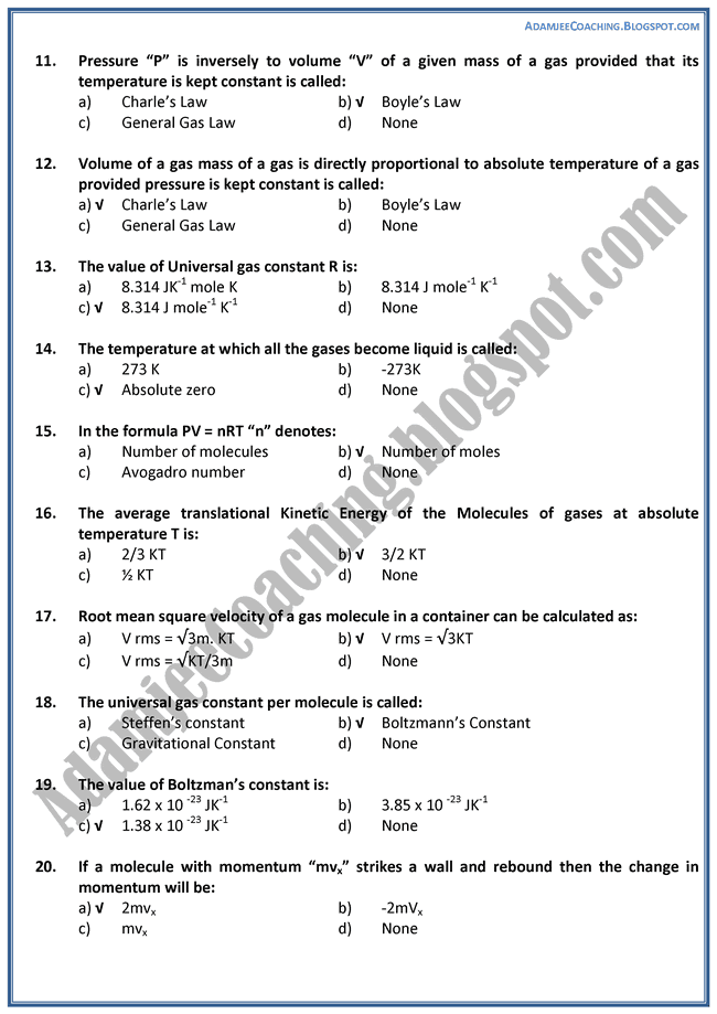 physics Heat Mcqs