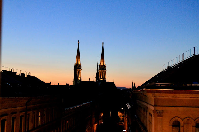 Sunset over church hungary 