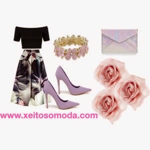 imagen look falda midi fruncida