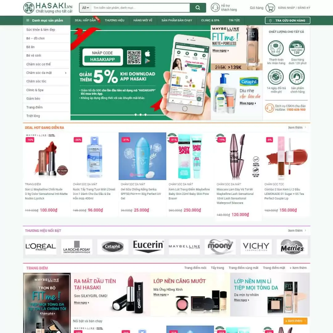 Thiết kế web Bình Dương mẫu web bán mỹ phẩm giống hasaki