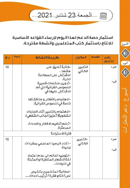 نموذج لمذكرة التقويم التشخيصي من 2 شتنبر الى فاتح اكتوبر 2022