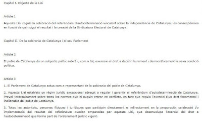 Capítulos 1 y 2 de la Ley del referéndum de autodeterminación de Cataluña