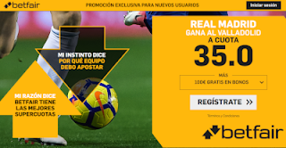 betfair supercuota Real Madrid gana al Valladolid 3 noviembre