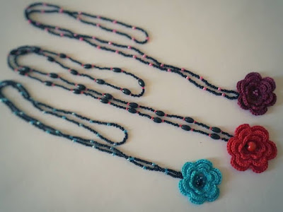 Flor a crochet flower crochet patterns esquemas abalorios collares necklace