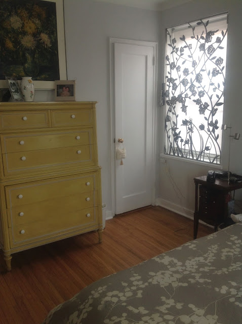 yellow and gray bedroom