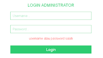 pesan kesalahan saat login