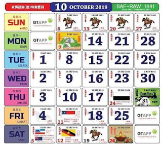 Kalendar Oktober 2019