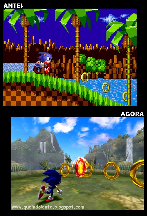 Jogos de Video Games - Antes e Agora, Sonic, antes e depois