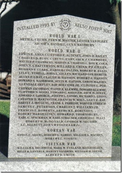 Veterans of Foreign Wars Memorial at Kelso Commons Park in Kelso, Washington on September 5, 2005