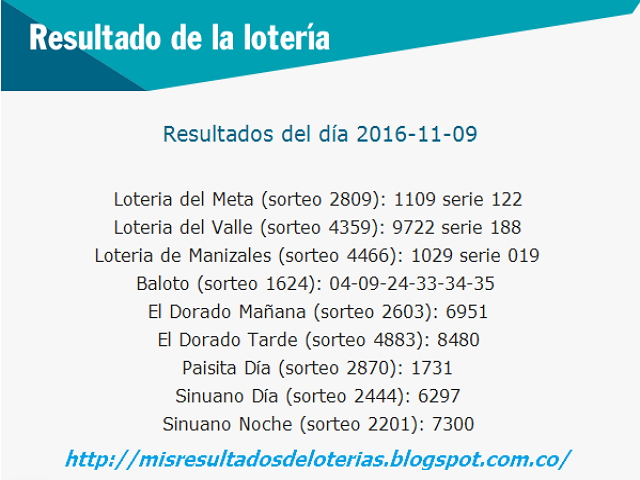 Resultados de las loterias de colombia hoy