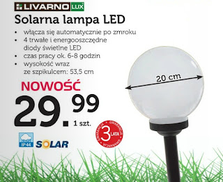 Solarna lampa LED LivarnoLuxl Lidl ulotka
