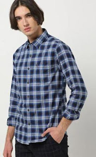 Checked Slim Fit Shirt with Patch Pocket
