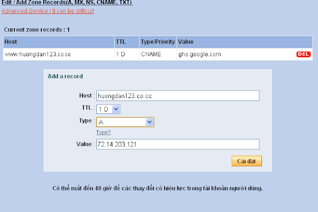 Hướng dẫn cài đặt tên miền Co.cc cho Blogspot