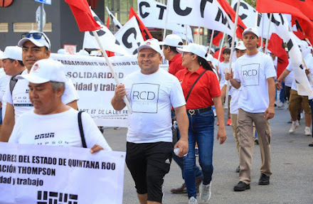 Más de 3 mil personas participan en desfile del Día del Trabajo en Playa del Carmen