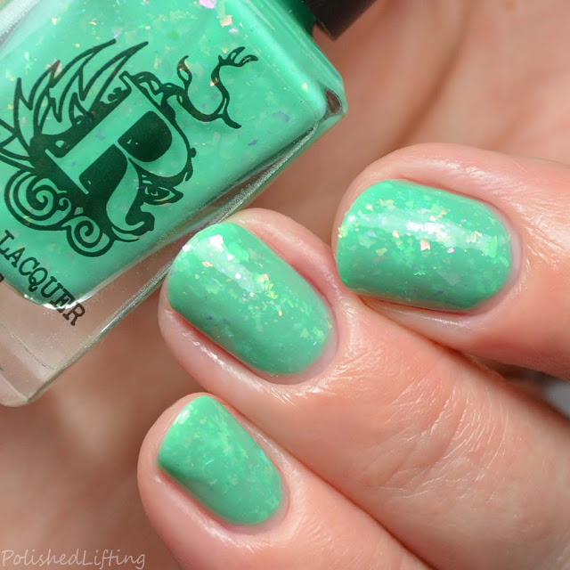 neon green flakie nail polish