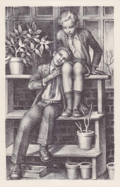 Volume I : Georges and Alexandre in the greenhouse Gaston Goor (French, 1902-1977) Les Amitiés Particulières by Roger Peyrefitte Paris : Flammarion, 1953