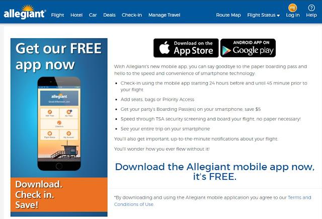 Allegiant Airlines Mobile Check in