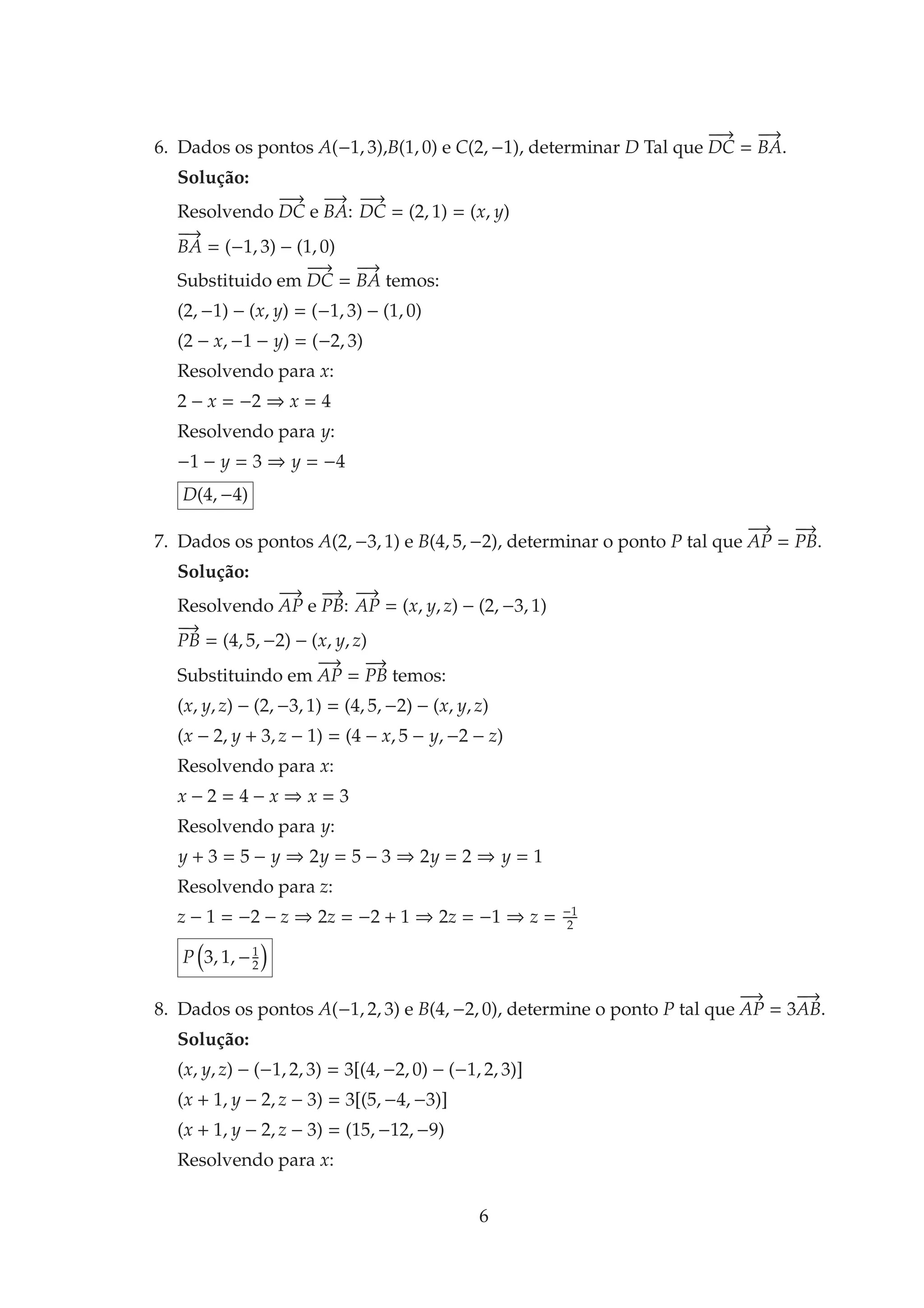 Geometria Analítica exercícios resolvidos