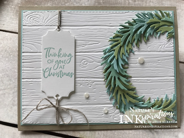 By Angie McKenzie for the Third Thursdays Blog Hop; Click READ or VISIT to go to my blog for details! Featuring the Christmas Layers Dies and Beautiful Boughs Dies for creating early Christmas cards along with the Snowman Season, Peaceful Boughs and Itty Bitty Christmas Greetings stamp sets; #diecutting #naturesinkspirations #christmascards #nature #beautifulboughsdies #christmaslayersdies #linenthread #whitebakerstwine #elegantfacetedgems #spongefliptechnique #pinewoodplanks3dembossingfolder #rectanglestitcheddies #nature #snowflakes #christmasinjuly #makingotherssmileonecreationatatime