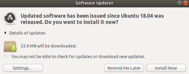 Ubuntu 18.04:Software Updater