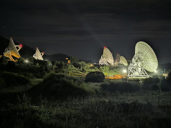 At the Deep Space Network's Madrid station in Spain, all six radio antennas are arrayed so that they can receive data from NASA's Voyager 1 spacecraft 15 billion miles (24 billion kilometers) away...on April 20, 2024.