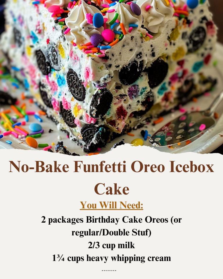No-Bake Funfetti Oreo Icebox Cake