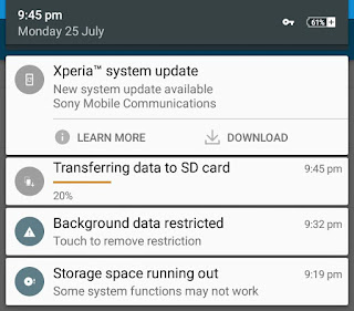 Transferring data notification