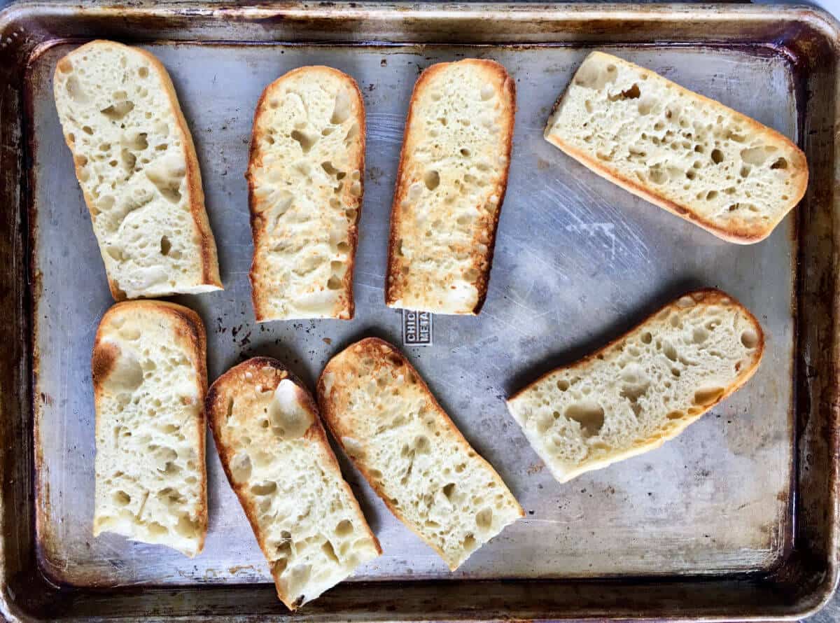 Toasted baguettes.