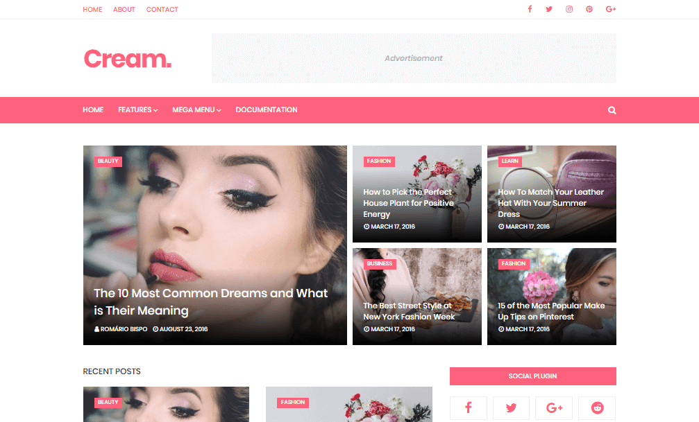 Cream Fashion Magazine Blogger Template