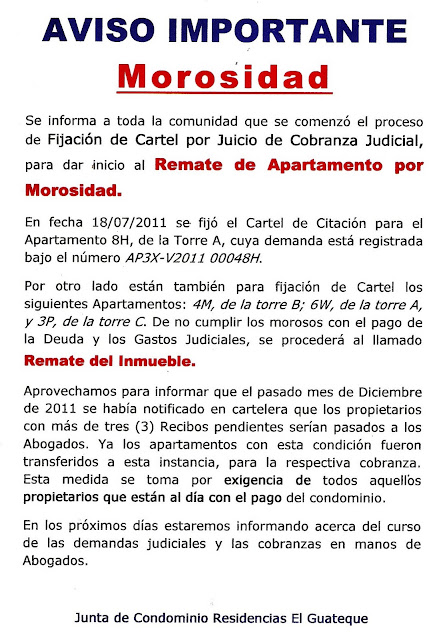 Condominios: La Morosidad en los Condominios