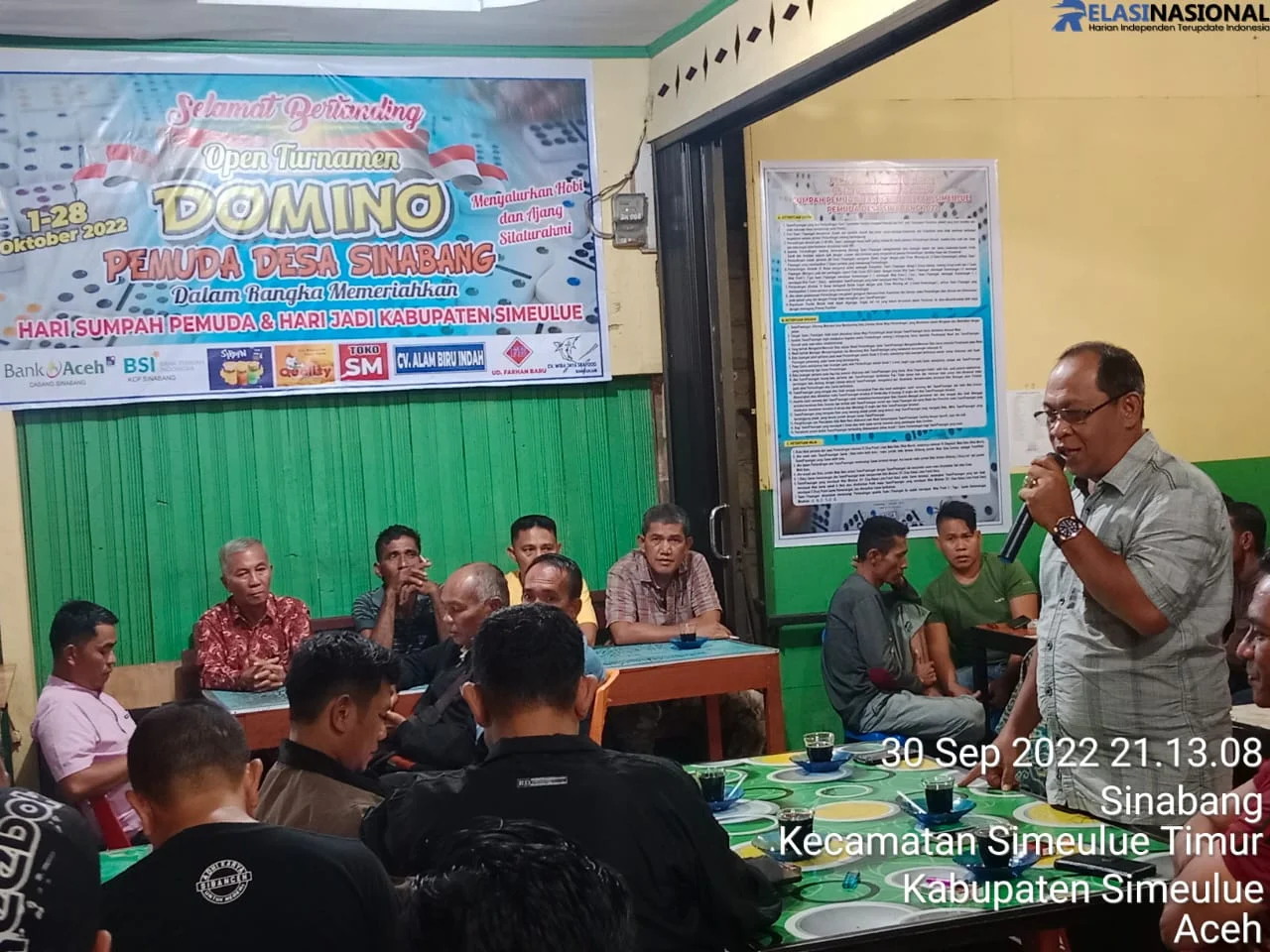 Ratusan Warga di Simeulue Ikuti Open Turnament Domino Pemuda Desa Sinabang